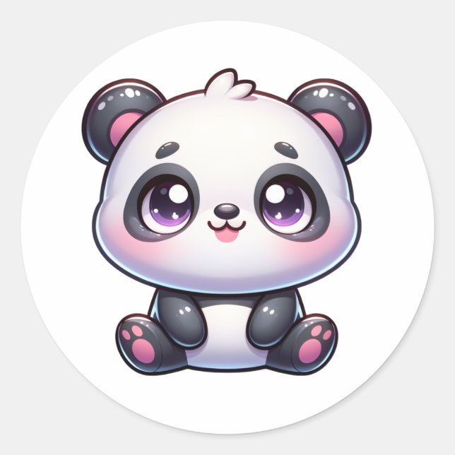Adorable Panda Pal kawaii Classic Round Sticker (Front)