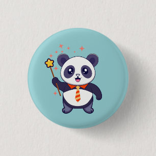 adorable panda wearing orange-yellow tie  3 cm round badge