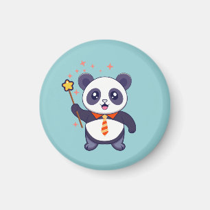 adorable panda wearing orange-yellow tie magnet