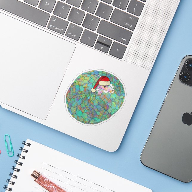 Adorable pangolin wearing a Santa hat (Laptop w/ iPhone)