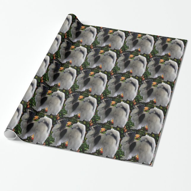 Adorable Papillon Wrapping Paper (Unrolled)