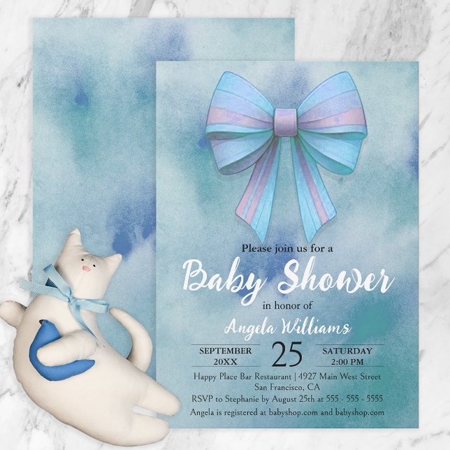 Adorable Pastel Blue Turquoise Boy Baby Shower Invitation (Creator Uploaded)