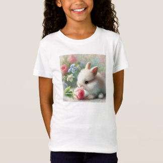 Adorable Pastel Bunny with Daisies - T-Shirt