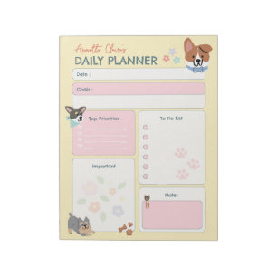 Adorable Pastel Dog Lover Daily Planner To Do List Notepad
