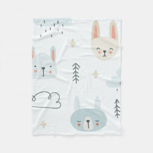 Adorable pastel doll pattern kids fleece blanket