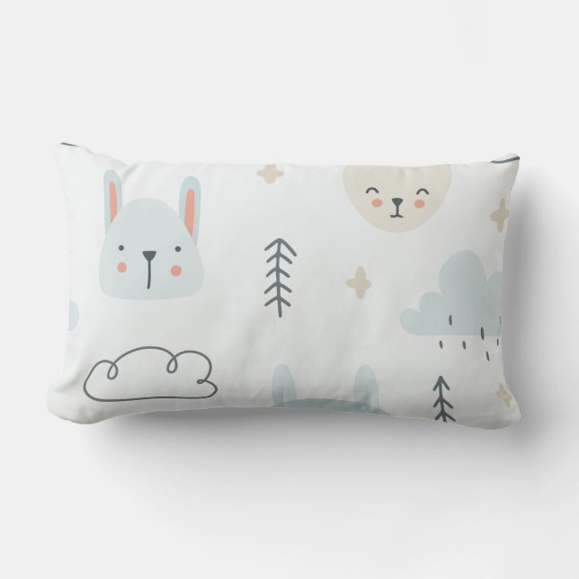 Adorable pastel doll pattern kids  lumbar cushion (Front)