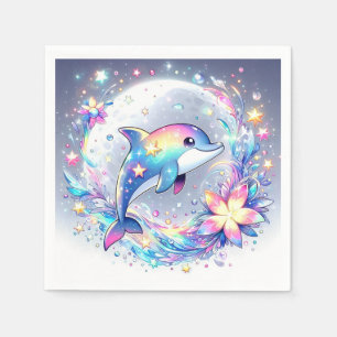 Adorable Pastel Dolphin Baby Shower Napkin