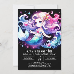 Adorable Pastel Mermaid Birthday Invitation