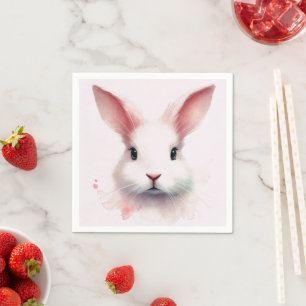 Adorable Pastel Pink Bunny Paper Napkins