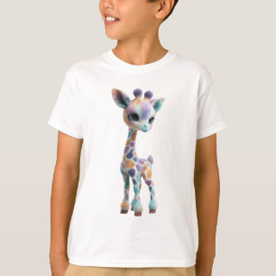 Adorable Pastel Rainbow Spotted Giraffe Kids T-Shirt