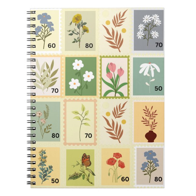 Adorable pastel stamp pattern Green Pink Blue Notebook (Front)