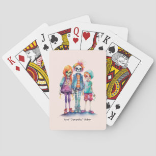 Adorable Pastel Zombie Trio - Cute Halloween Playing Cards