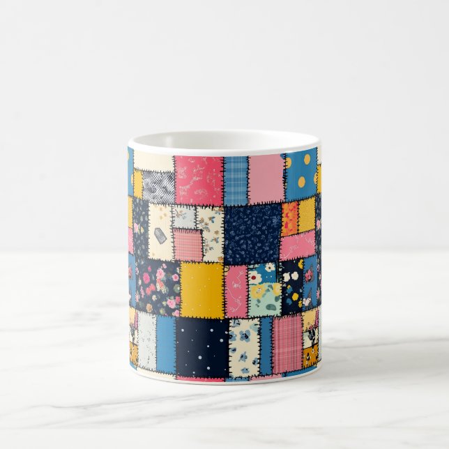 Adorable Patchwork Design, Playful Pattern Coffee Mug (Center)