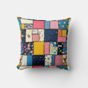 Adorable Patchwork Design, Playful Pattern Cushion