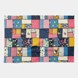 Adorable Patchwork Design, Playful Pattern Tea Towel