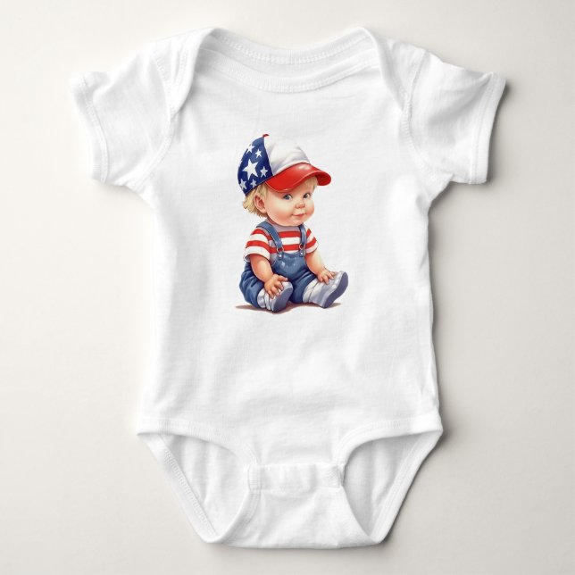 ADORABLE PATRIOTIC LITTLE BABY BOY BABY BODYSUIT (Front)