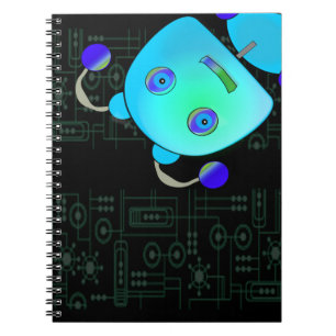 Adorable Peek A Boo Blue Robot Notebook
