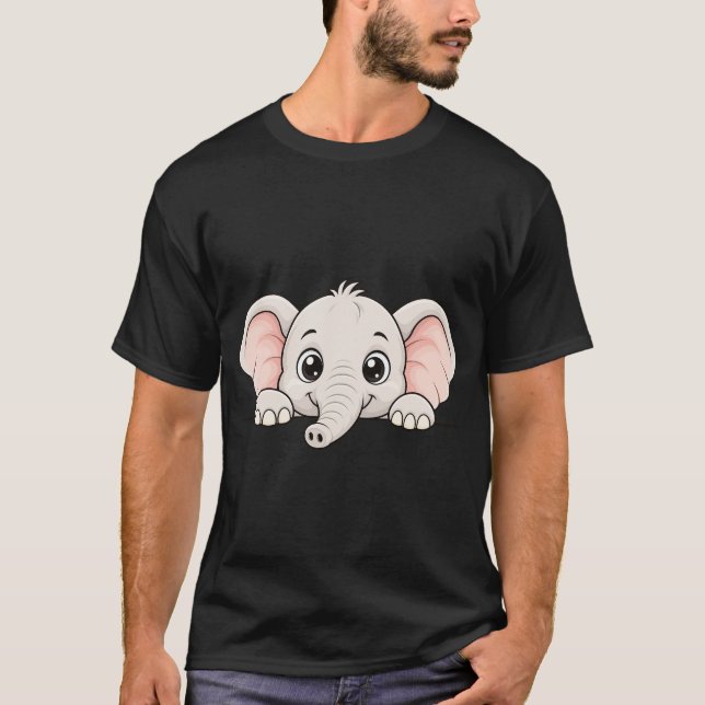 Adorable Peekaboo Elephant T-Shirt (Front)