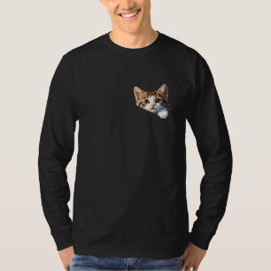 Adorable Peeking Kitten in Pocket T-Shirt -