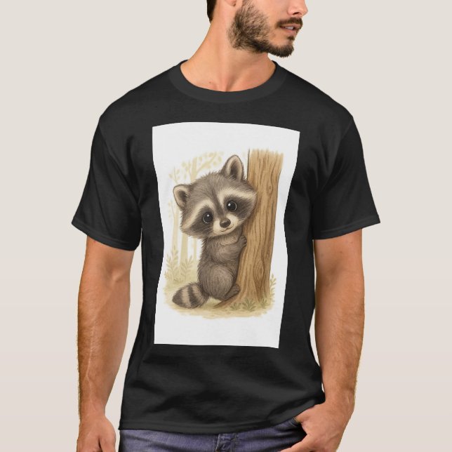 Adorable Peeking Raccoon Tee (Front)