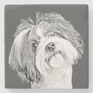 Adorable Pencil Shih Tzu Marble Coaster