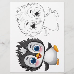 Adorable penguin colouring page