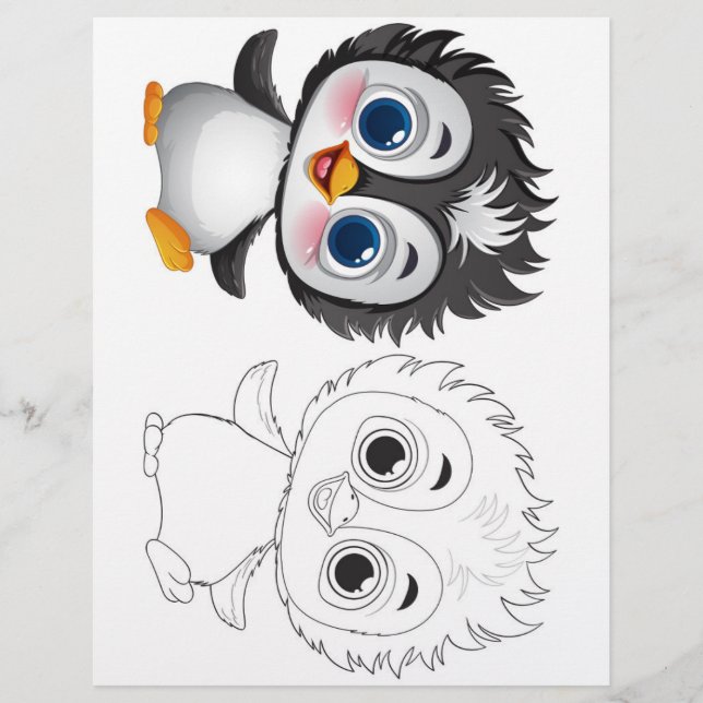 Adorable penguin colouring page (Front)