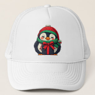 Adorable Penguin Dressed for Christmas Trucker Hat