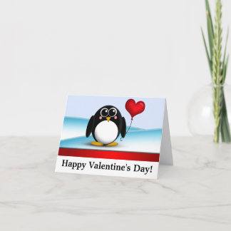 Adorable Penguin "Happy Valentine's Day" Note Card