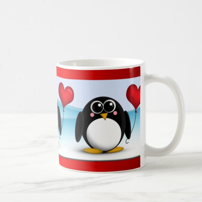 Adorable Penguin Heart Balloon Valentine's Day Mug (Right)