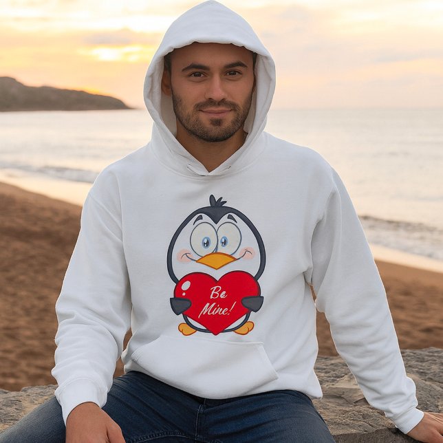 Adorable Penguin Holding Be Mine Heart  Hoodie (Creator Uploaded)