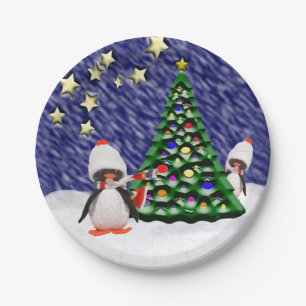 Adorable Penguin Ornament Christmas Paradise Paper Plate