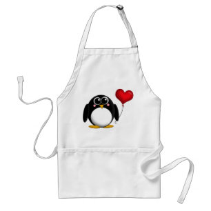 Adorable Penguin Red Heart Balloon Apron