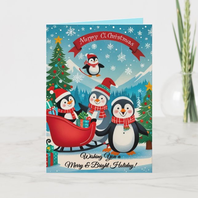 Adorable penguins christmas card (Front)