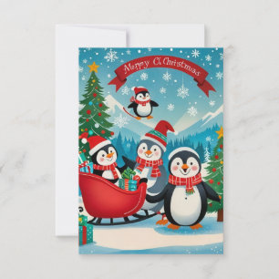 Adorable penguins invitation