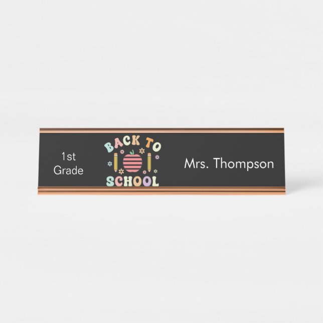 Adorable Personalised Back to School Desk Name Plate (Front)