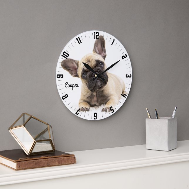 Adorable Personalised Dog Photo  Large Clock (Office)