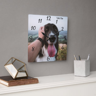 Adorable Personalised Dog Photo  Square Wall Clock