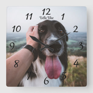 Adorable Personalised Dog Photo Square Wall Clock