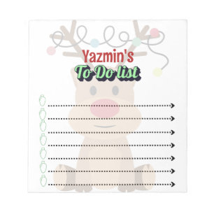 Adorable Personalised Reindeer To-Do List Notepad