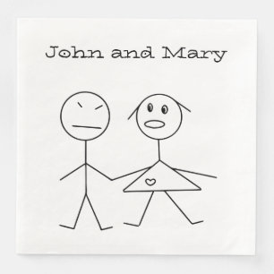 Adorable Personalised Stick Figure Couple Napkins