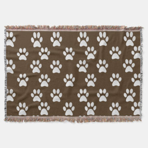Adorable Pet Paws Print Pattern Throw Blanket
