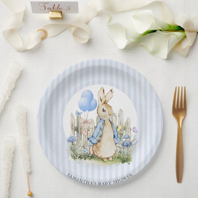 Adorable Peter Rabbit Baby Shower Boy Paper Plate (Wedding)