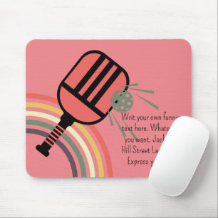 Adorable Pickleball classic retro striped Pink Mouse Pad