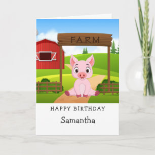Adorable Pig Piggy Birthday Card