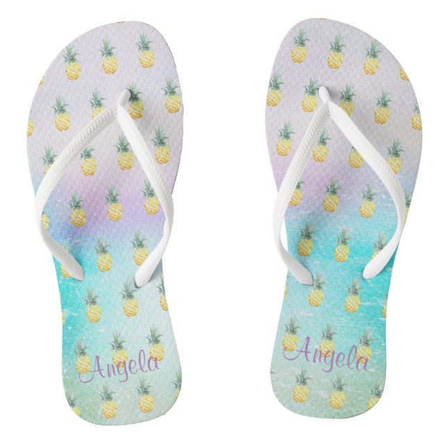 Adorable Pineapple Ombre Paint Splash Jandals (Footbed)