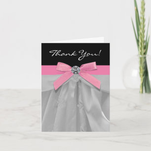 Adorable Pink and Black Thank You Cards
