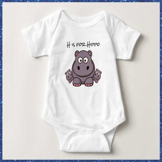 Adorable Pink and Grey Baby Hippo  Baby Bodysuit (Creator Uploaded)
