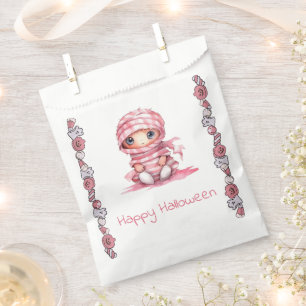 Adorable Pink and White Mummy Happy Halloween Favour Bags