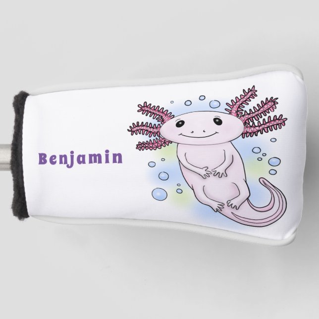 Adorable pink axolotl cartoon golf head cover (Front)